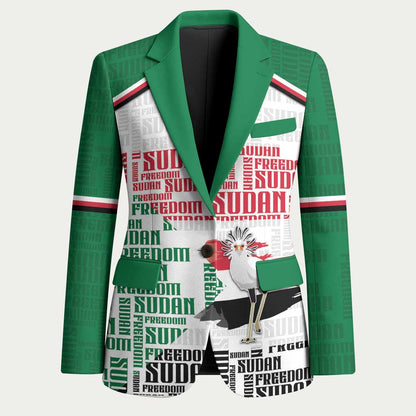 Personalized Sudan Blazer Secretary Bird With Typography Patterns - African Pride