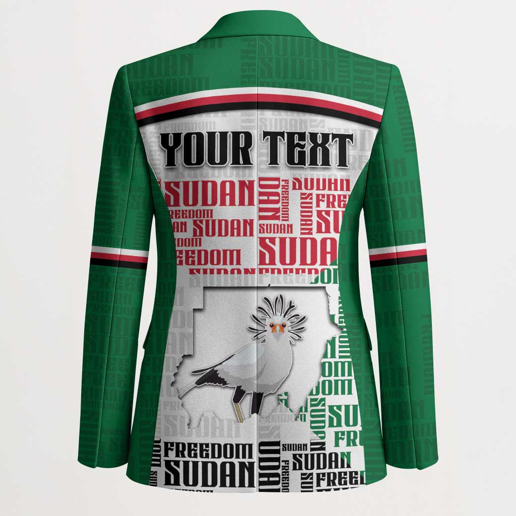 Personalized Sudan Blazer Secretary Bird With Typography Patterns - African Pride
