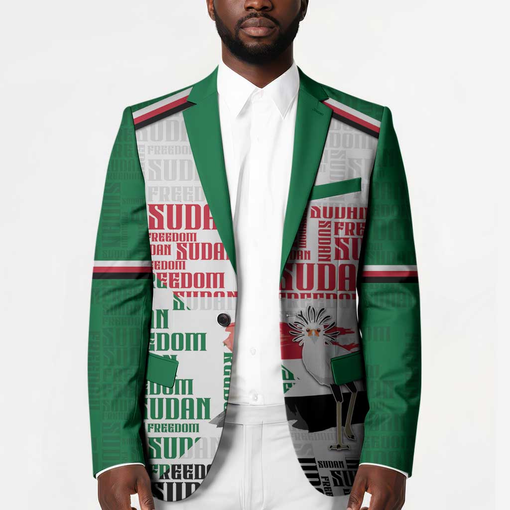 Personalized Sudan Blazer Secretary Bird With Typography Patterns - African Pride