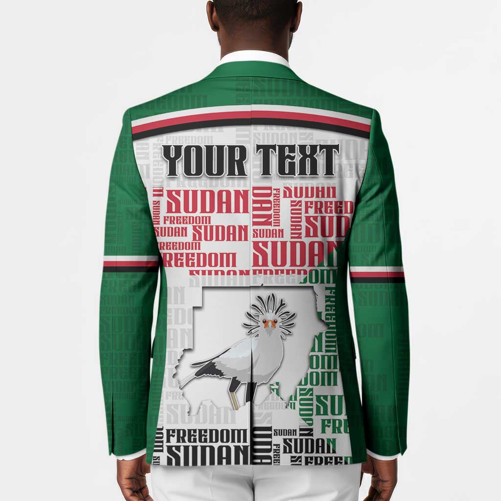 Personalized Sudan Blazer Secretary Bird With Typography Patterns - African Pride