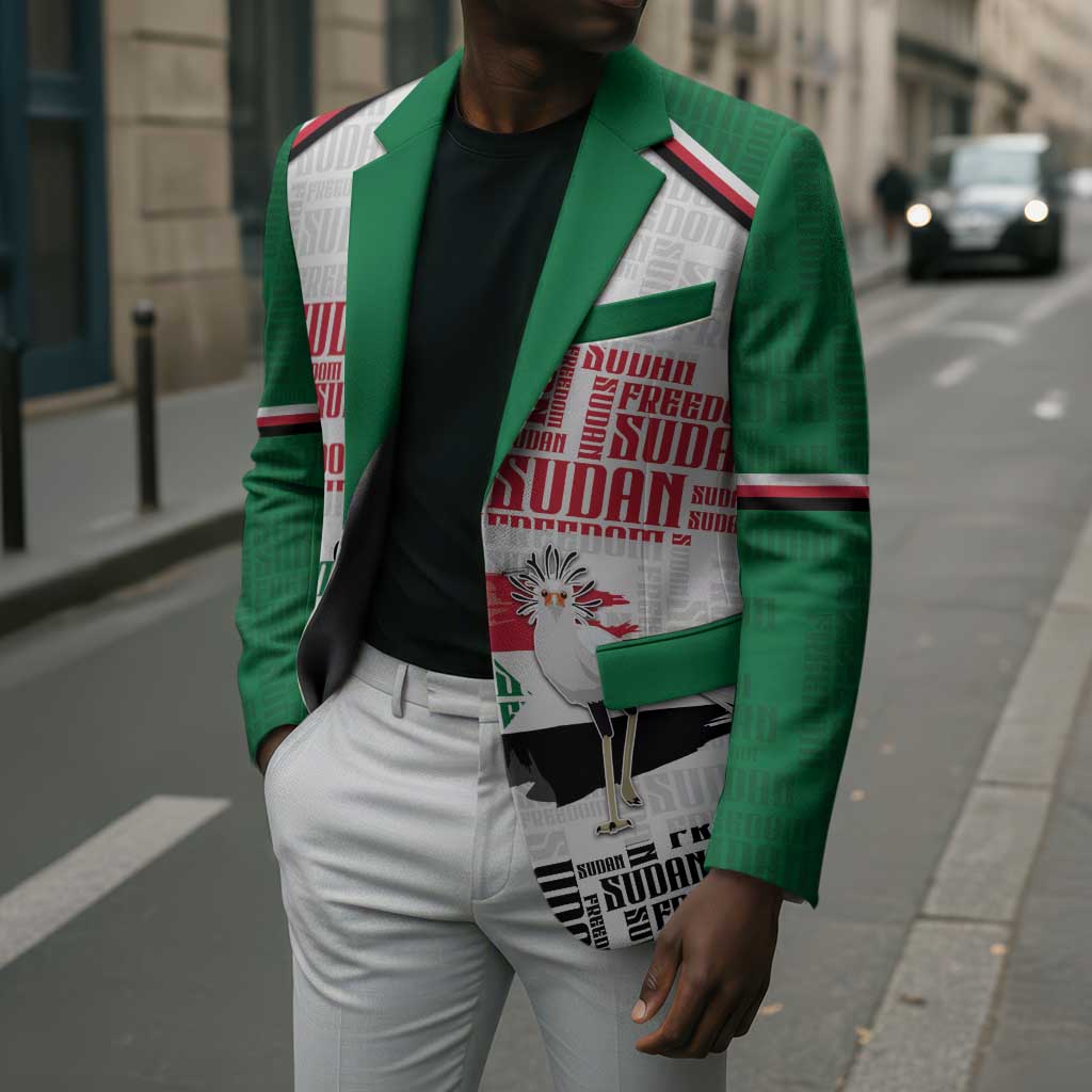 Personalized Sudan Blazer Secretary Bird With Typography Patterns - African Pride