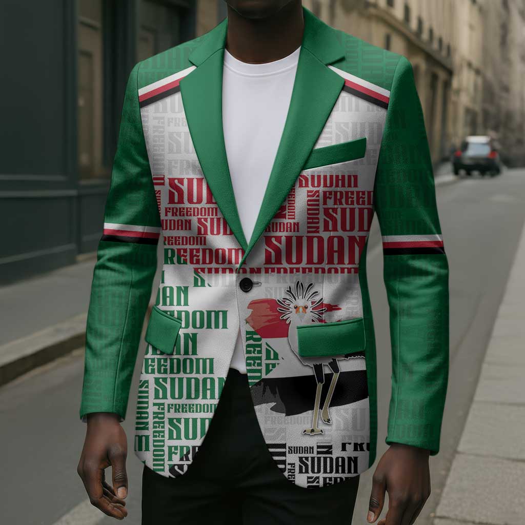 Personalized Sudan Blazer Secretary Bird With Typography Patterns - African Pride