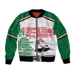 Personalized Sudan Bomber Jacket Secretary Bird With Typography Patterns - African Pride