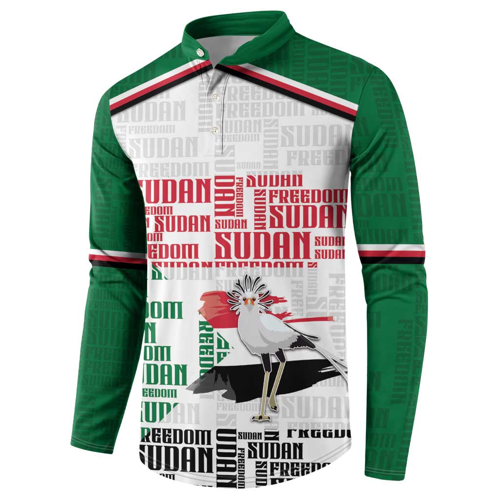 Personalized Sudan Button Sweatshirt Secretary Bird With Typography Patterns