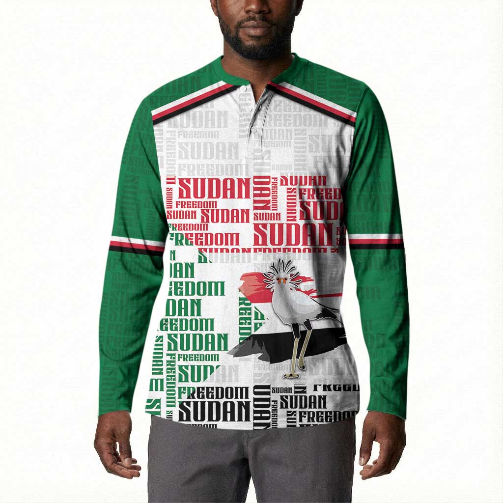 Personalized Sudan Button Sweatshirt Secretary Bird With Typography Patterns