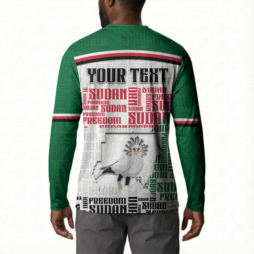 Personalized Sudan Button Sweatshirt Secretary Bird With Typography Patterns