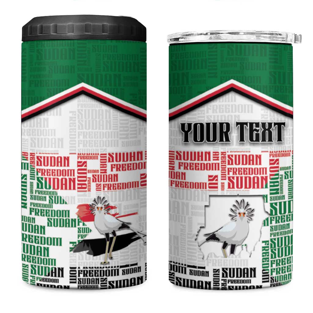 Personalized Sudan 4 in 1 Can Cooler Tumbler Secretary Bird With Typography Patterns - African Pride