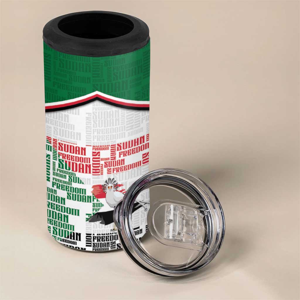Personalized Sudan 4 in 1 Can Cooler Tumbler Secretary Bird With Typography Patterns - African Pride