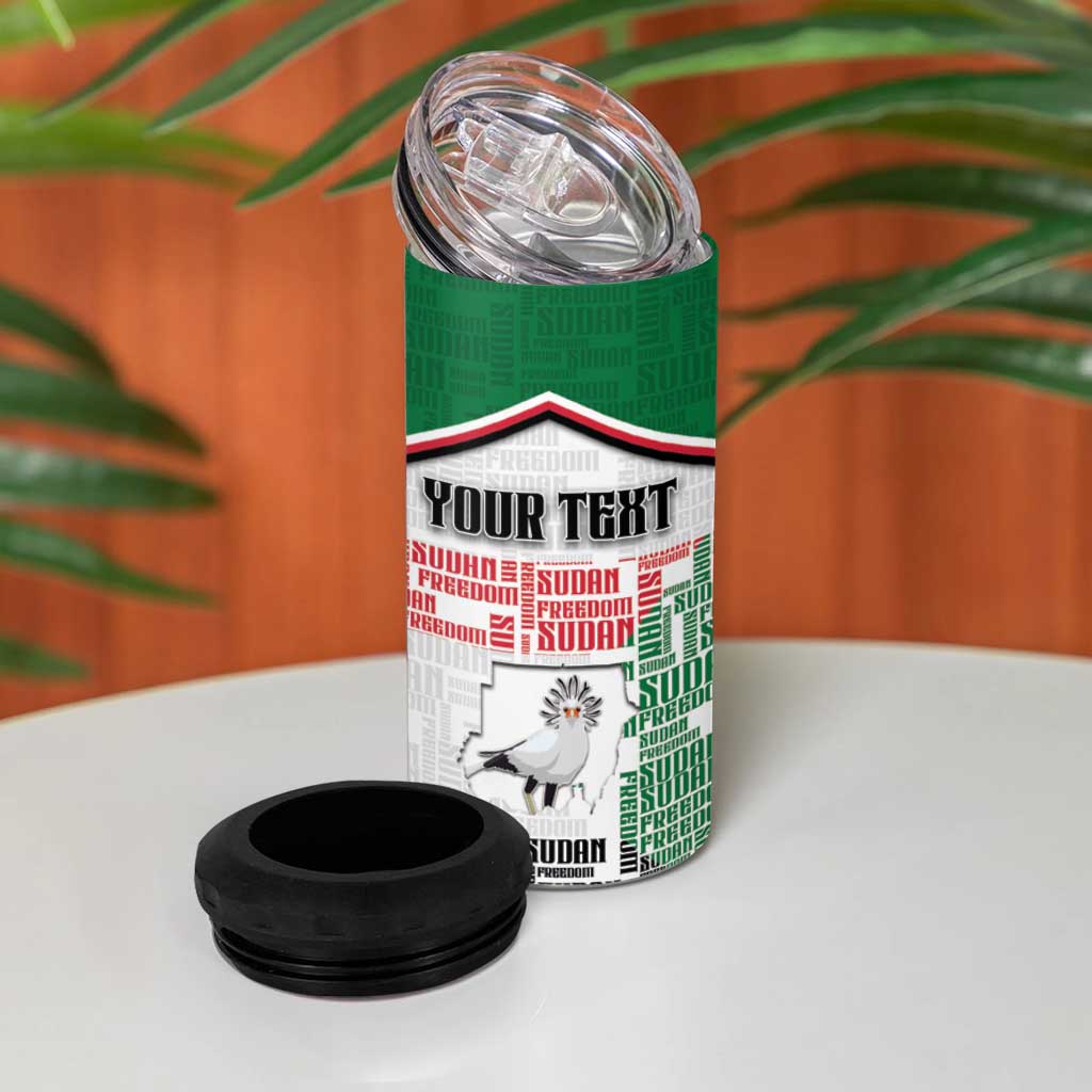 Personalized Sudan 4 in 1 Can Cooler Tumbler Secretary Bird With Typography Patterns - African Pride