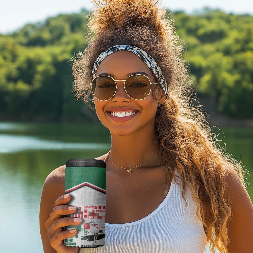 Personalized Sudan 4 in 1 Can Cooler Tumbler Secretary Bird With Typography Patterns - African Pride