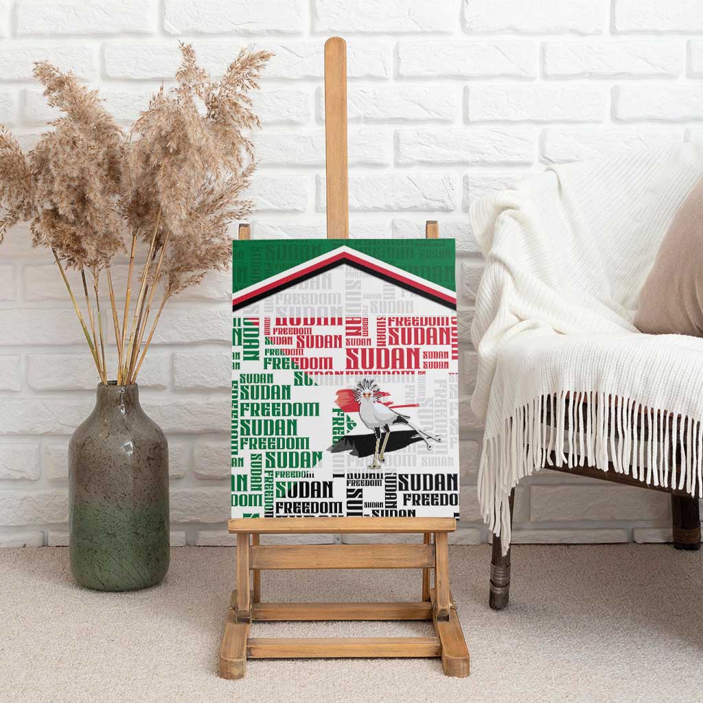 Sudan Canvas Wall Art Secretary Bird With Typography Patterns - African Pride