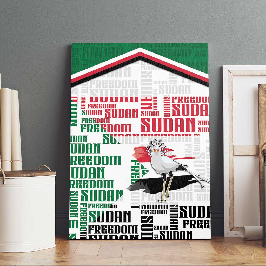 Sudan Canvas Wall Art Secretary Bird With Typography Patterns - African Pride