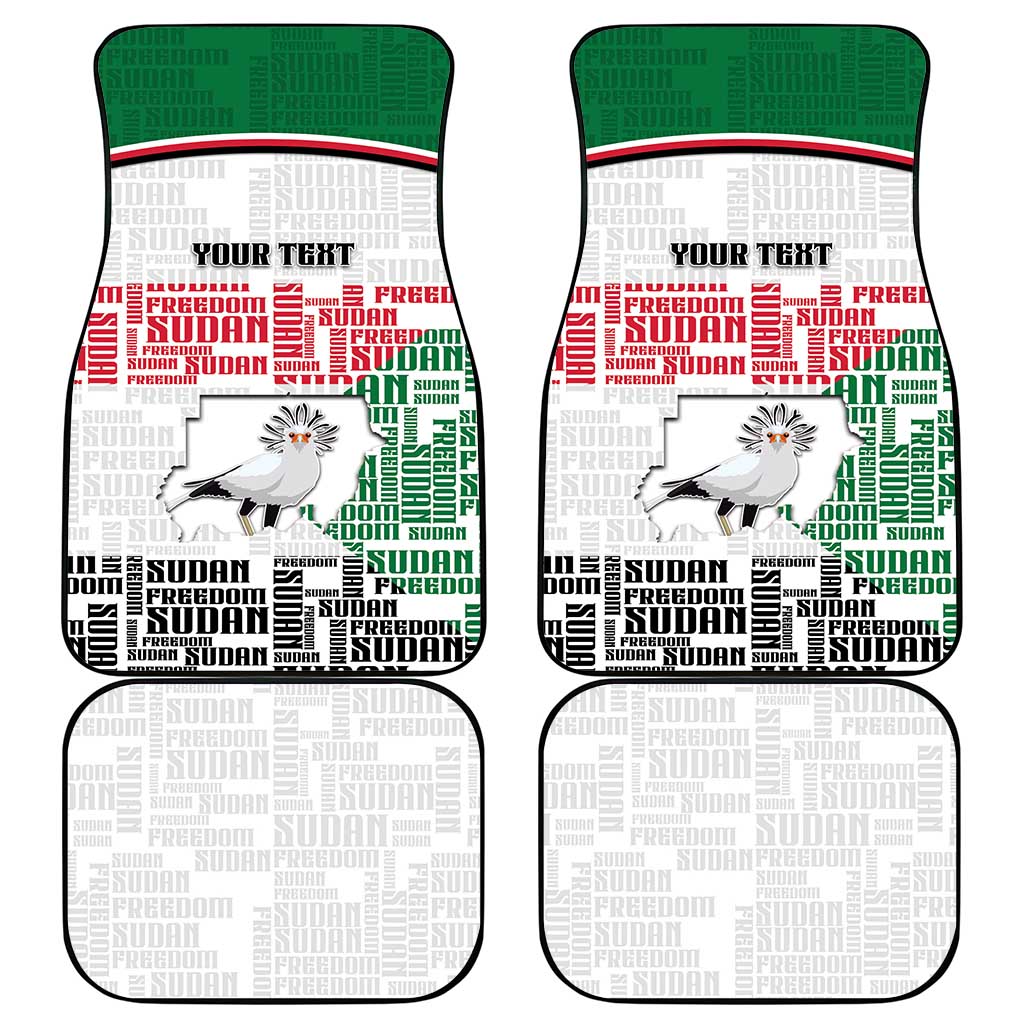Personalized Sudan Car Mats Secretary Bird With Typography Patterns - African Pride