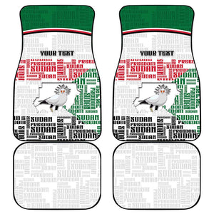 Personalized Sudan Car Mats Secretary Bird With Typography Patterns - African Pride