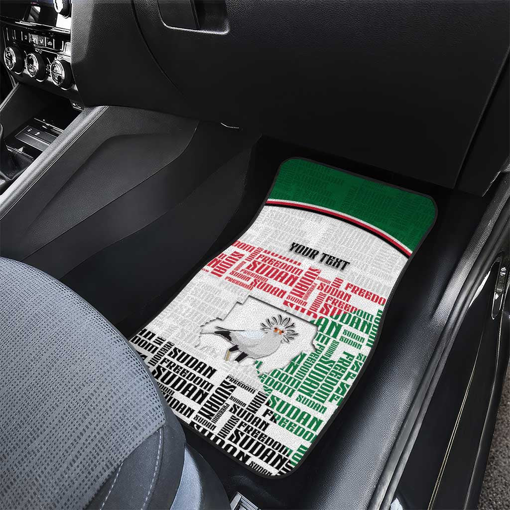 Personalized Sudan Car Mats Secretary Bird With Typography Patterns - African Pride
