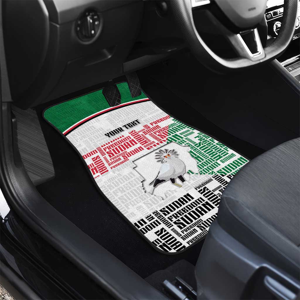 Personalized Sudan Car Mats Secretary Bird With Typography Patterns - African Pride