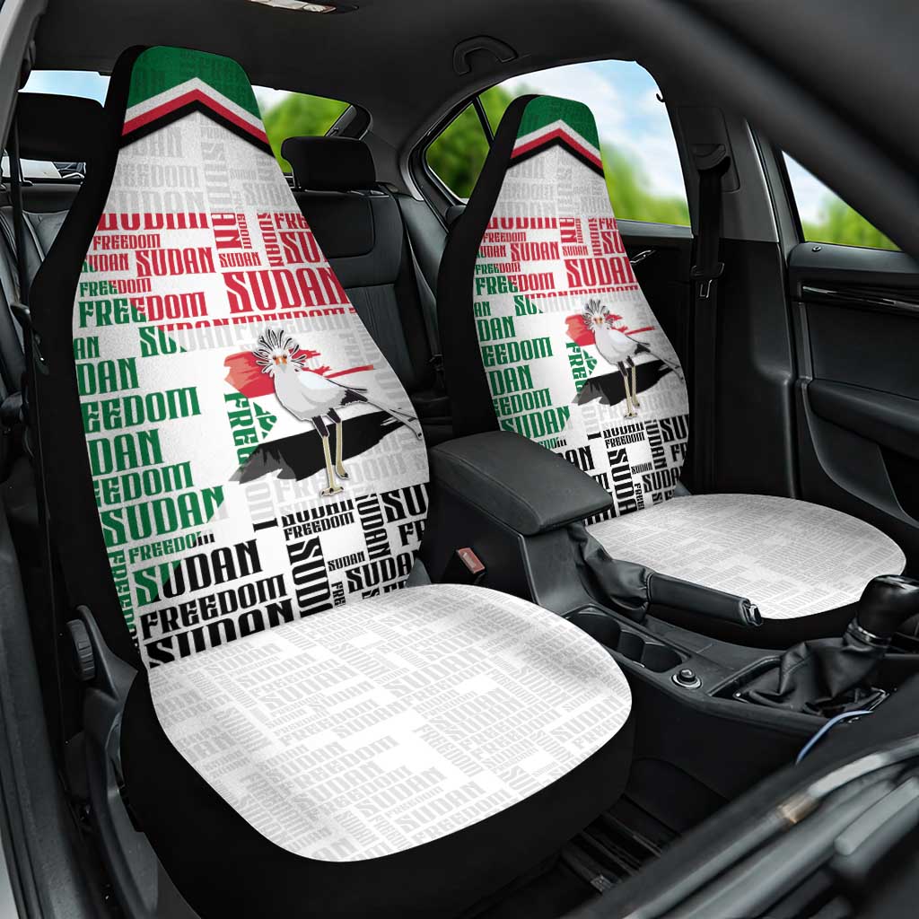 Sudan Car Seat Cover Secretary Bird With Typography Patterns - African Pride