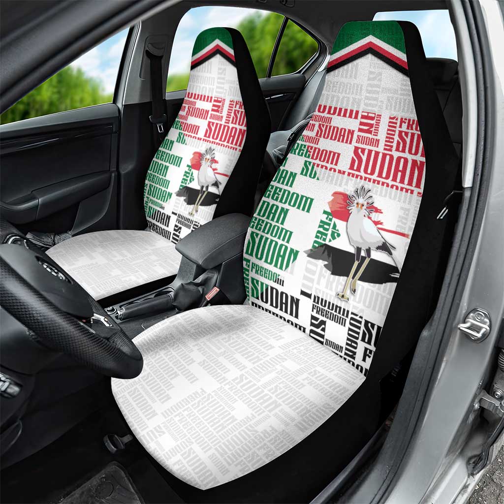 Sudan Car Seat Cover Secretary Bird With Typography Patterns - African Pride