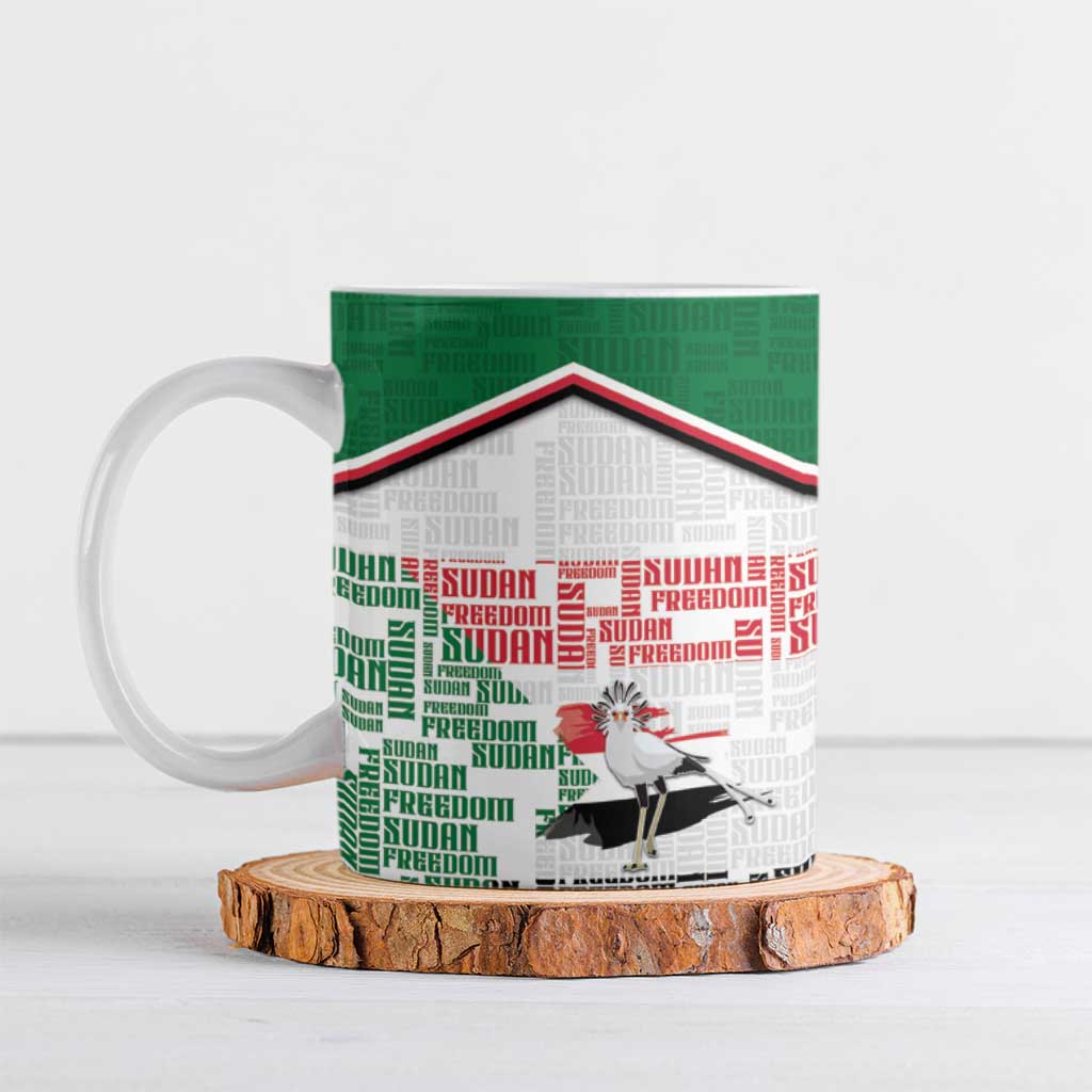 Personalized Sudan Ceramic Mug Secretary Bird With Typography Patterns - African Pride