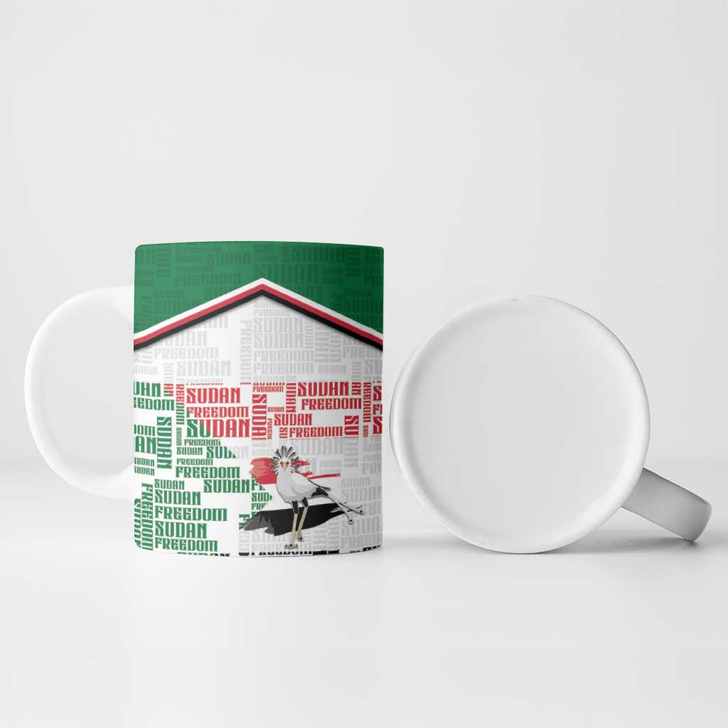Personalized Sudan Ceramic Mug Secretary Bird With Typography Patterns - African Pride