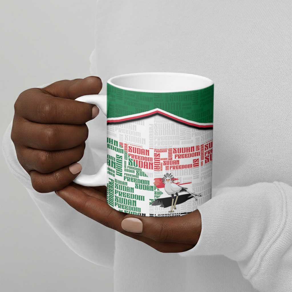 Personalized Sudan Ceramic Mug Secretary Bird With Typography Patterns - African Pride