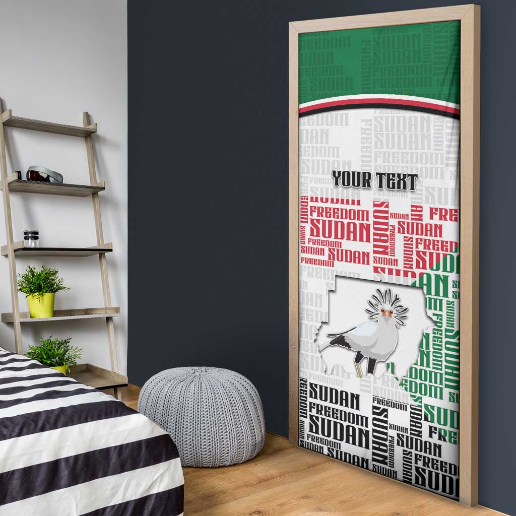 Personalized Sudan Door Cover Secretary Bird With Typography Patterns - African Pride