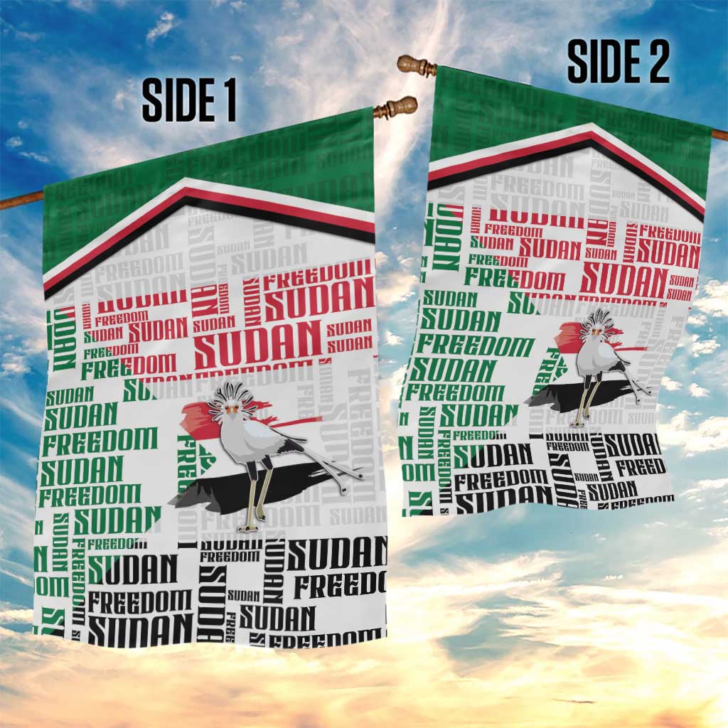 Sudan Garden Flag Secretary Bird With Typography Patterns - African Pride