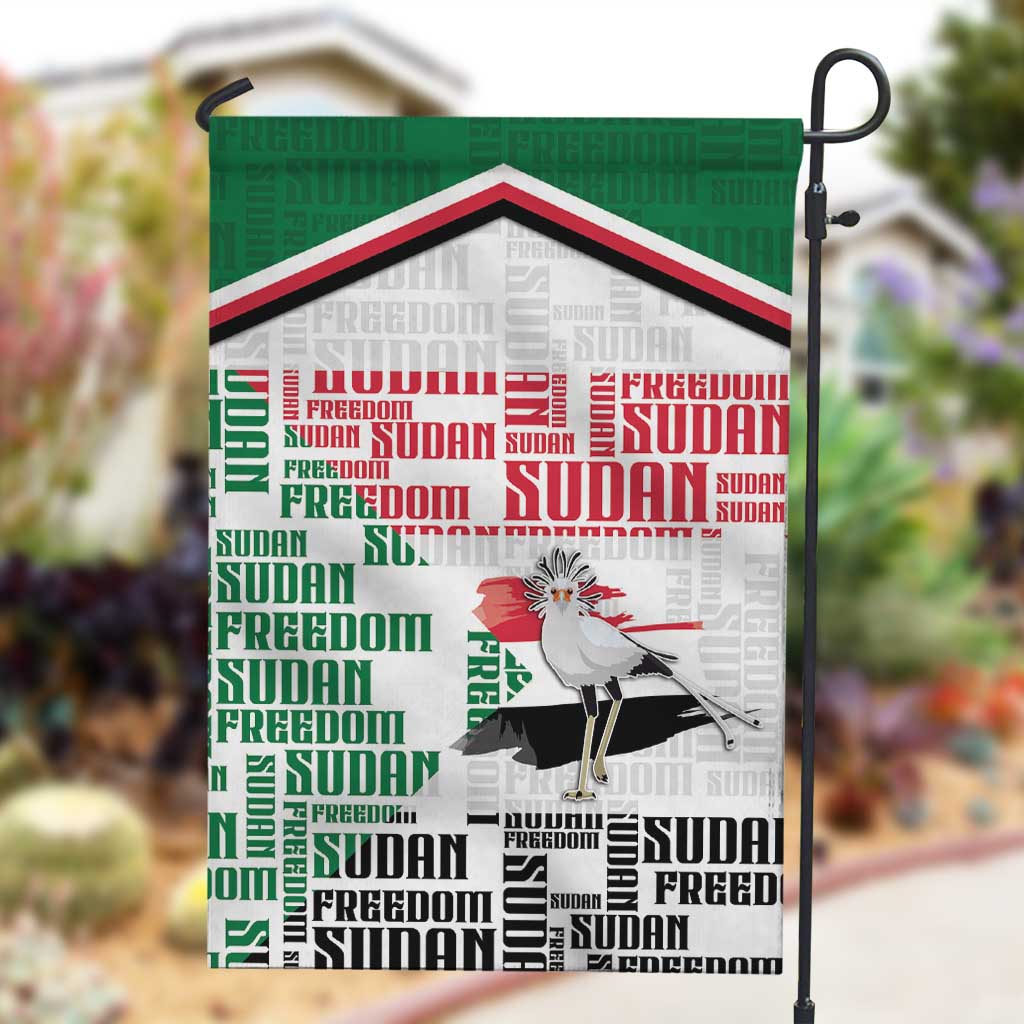Sudan Garden Flag Secretary Bird With Typography Patterns - African Pride