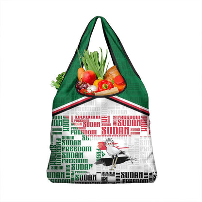 Sudan Grocery Bag Secretary Bird With Typography Patterns - African Pride