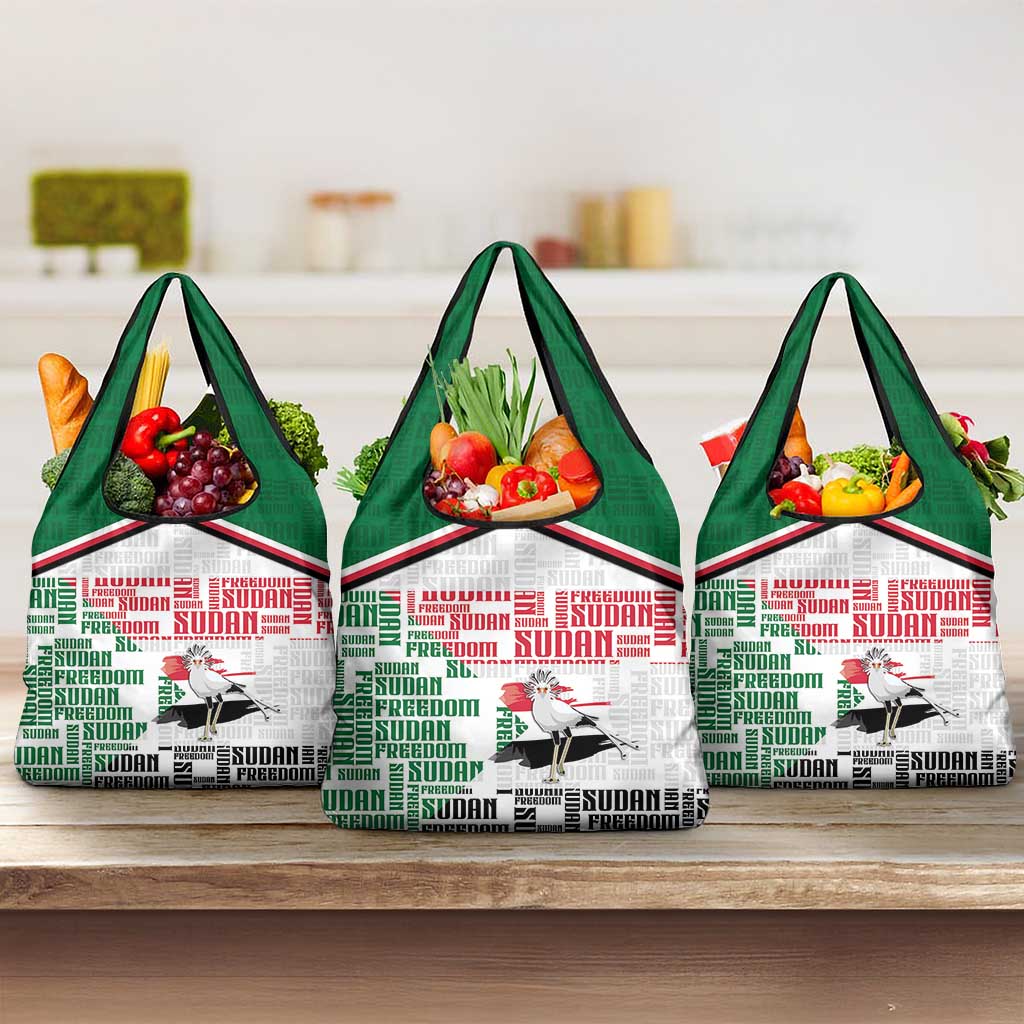 Sudan Grocery Bag Secretary Bird With Typography Patterns - African Pride