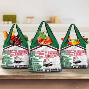 Sudan Grocery Bag Secretary Bird With Typography Patterns - African Pride