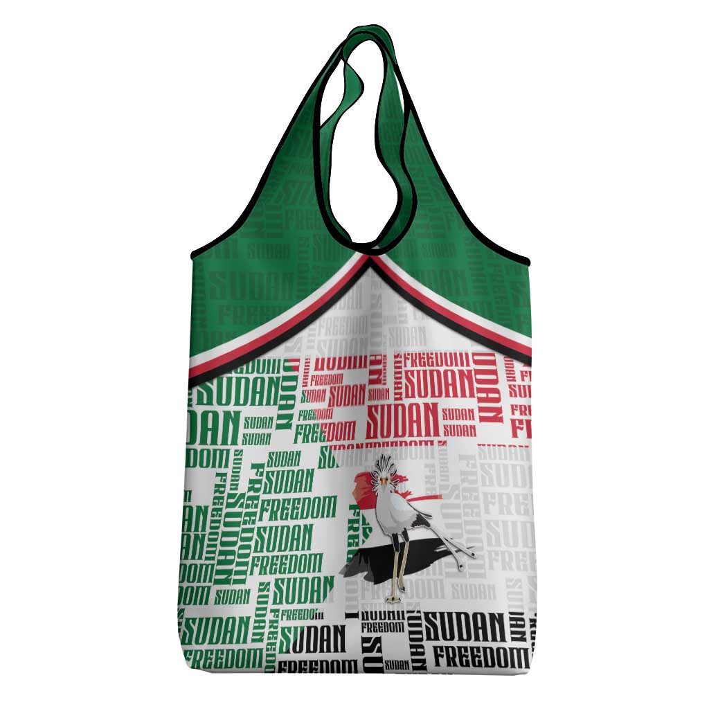Sudan Grocery Bag Secretary Bird With Typography Patterns - African Pride