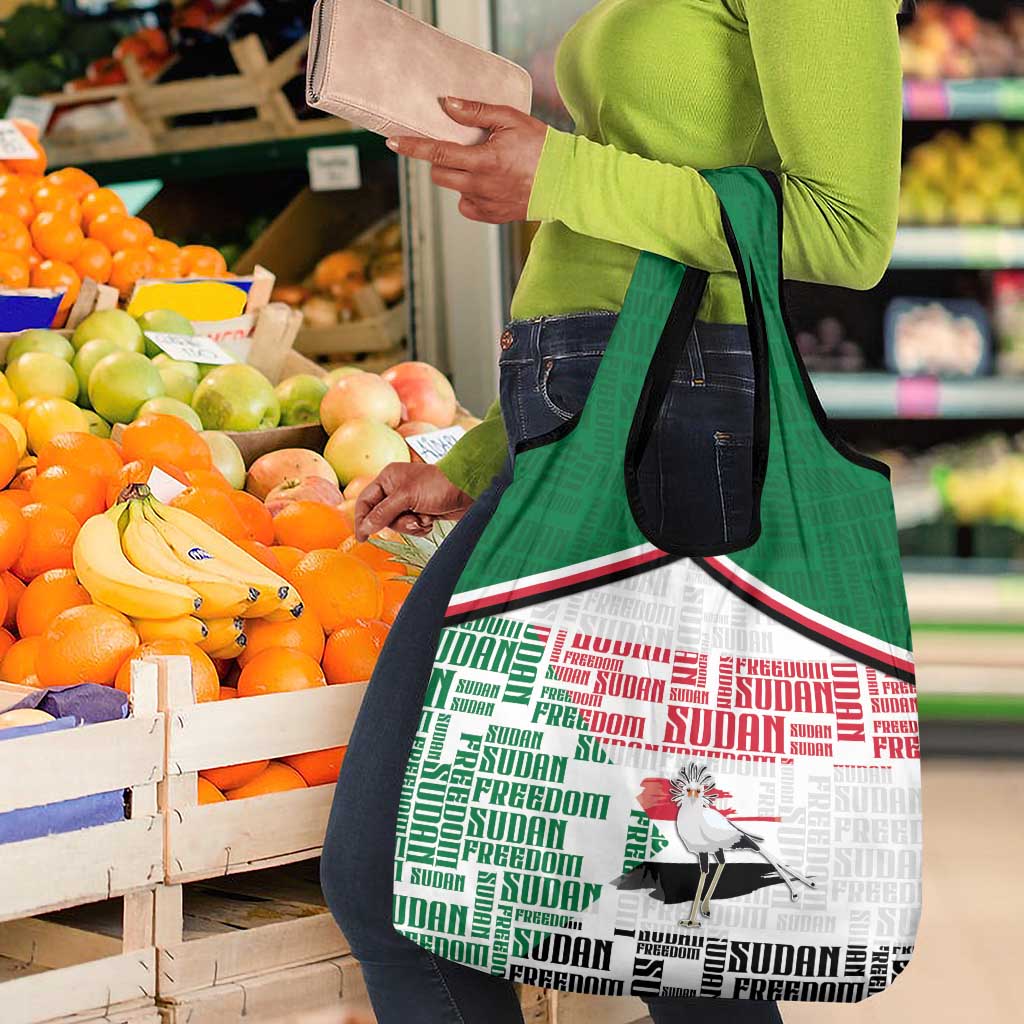 Sudan Grocery Bag Secretary Bird With Typography Patterns - African Pride