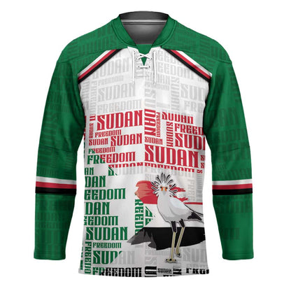 Personalized Sudan Hockey Jersey Secretary Bird With Typography Patterns - African Pride