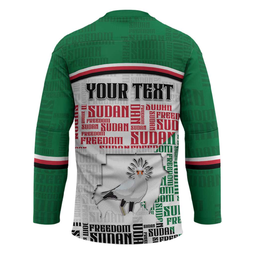 Personalized Sudan Hockey Jersey Secretary Bird With Typography Patterns - African Pride