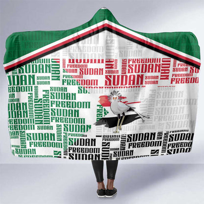 Sudan Hooded Blanket Secretary Bird With Typography Patterns - African Pride