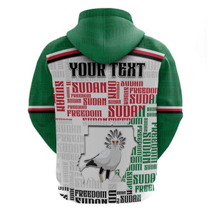 Personalized Sudan Hoodie Secretary Bird With Typography Patterns - African Pride
