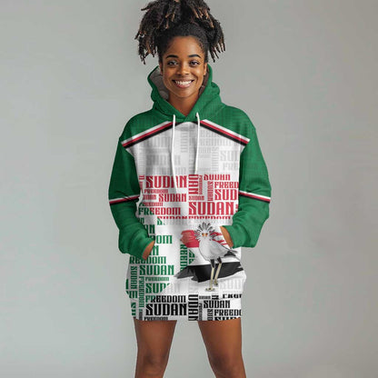 Personalized Sudan Hoodie Dress Secretary Bird With Typography Patterns - African Pride