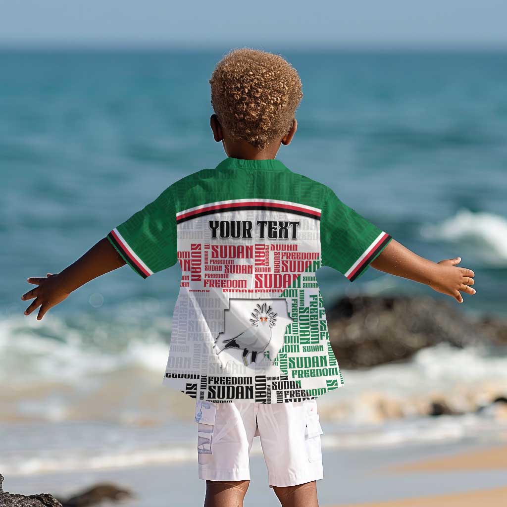 Personalized Sudan Kid Hawaiian Shirt Secretary Bird With Typography Patterns - African Pride