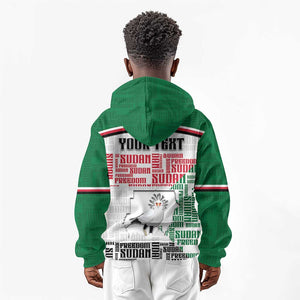 Personalized Sudan Kid Hoodie Secretary Bird With Typography Patterns - African Pride