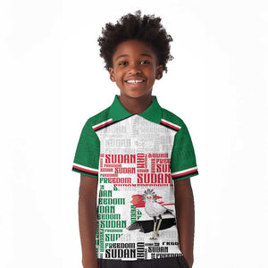 Personalized Sudan Kid Polo Shirt Secretary Bird With Typography Patterns - African Pride