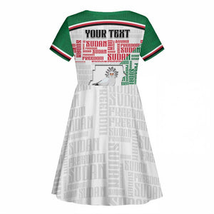 Personalized Sudan Kid Short Sleeve Dress Secretary Bird With Typography Patterns - African Pride