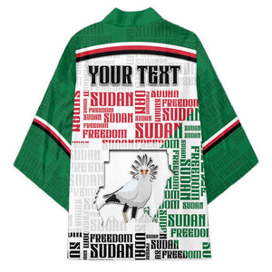 Personalized Sudan Kimono Secretary Bird With Typography Patterns - African Pride