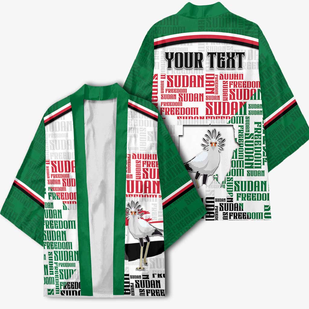 Personalized Sudan Kimono Secretary Bird With Typography Patterns - African Pride