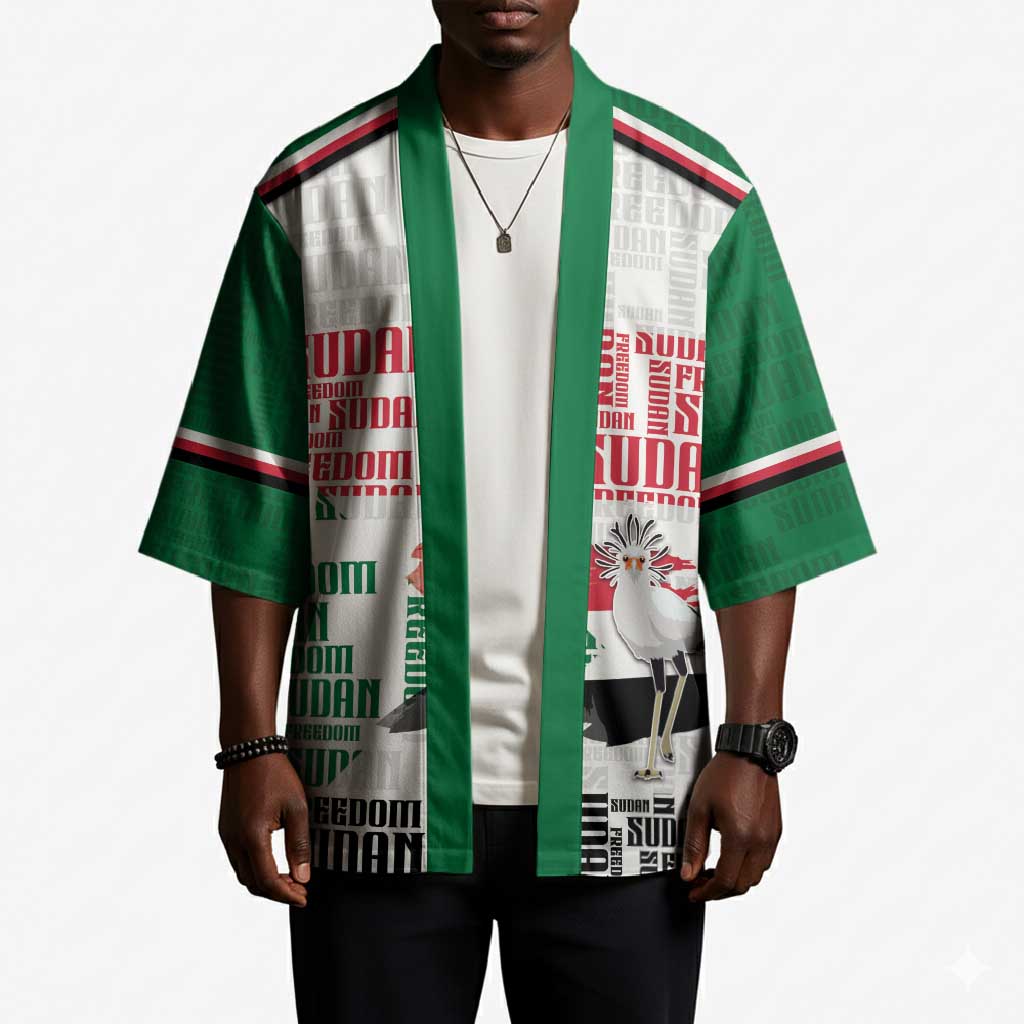 Personalized Sudan Kimono Secretary Bird With Typography Patterns - African Pride