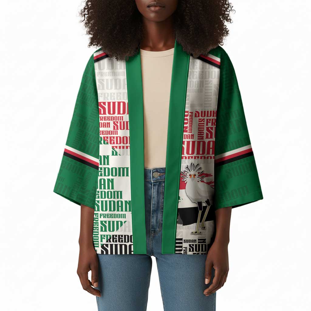 Personalized Sudan Kimono Secretary Bird With Typography Patterns - African Pride