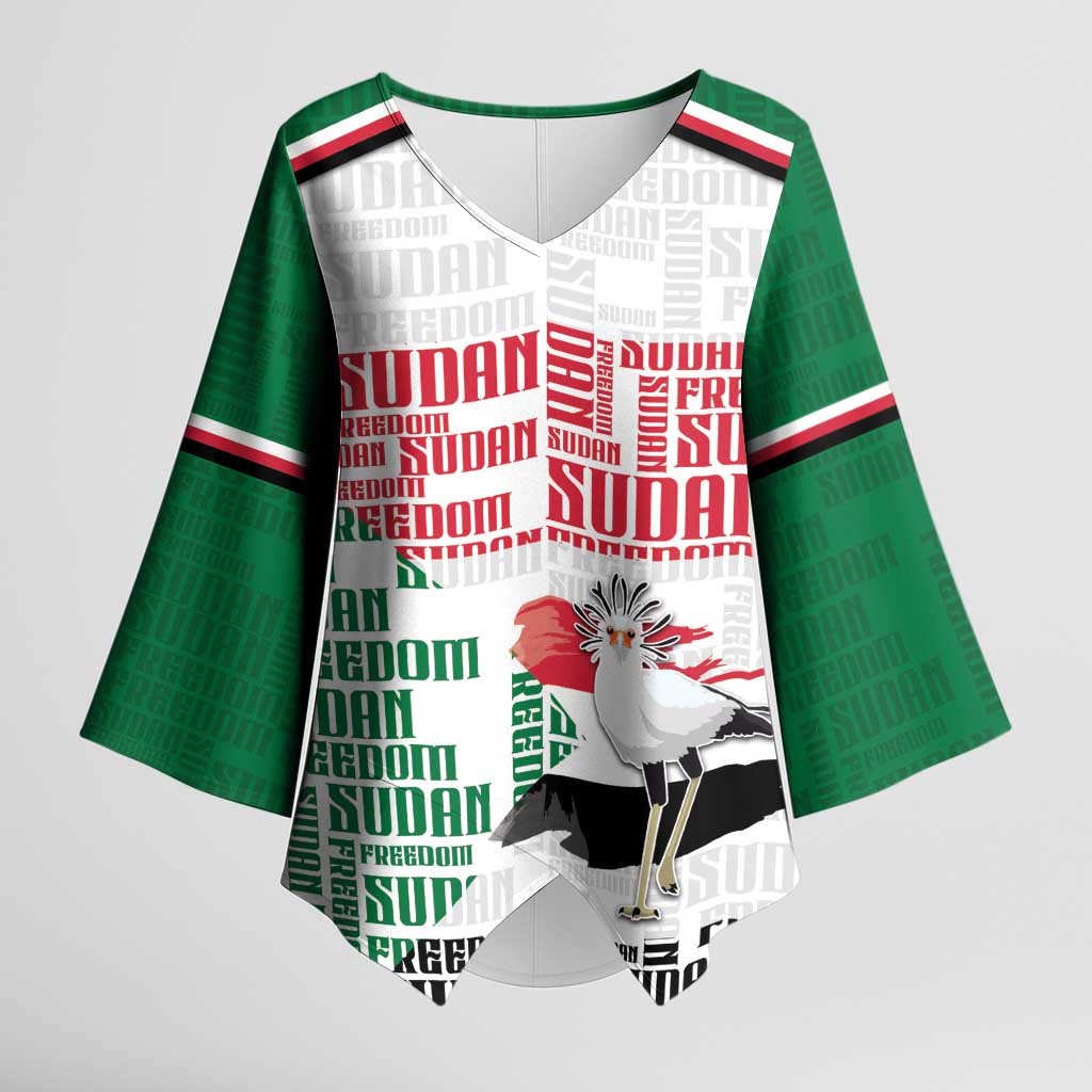Personalized Sudan Kimono Sleeve Blouse Secretary Bird With Typography Patterns - African Pride