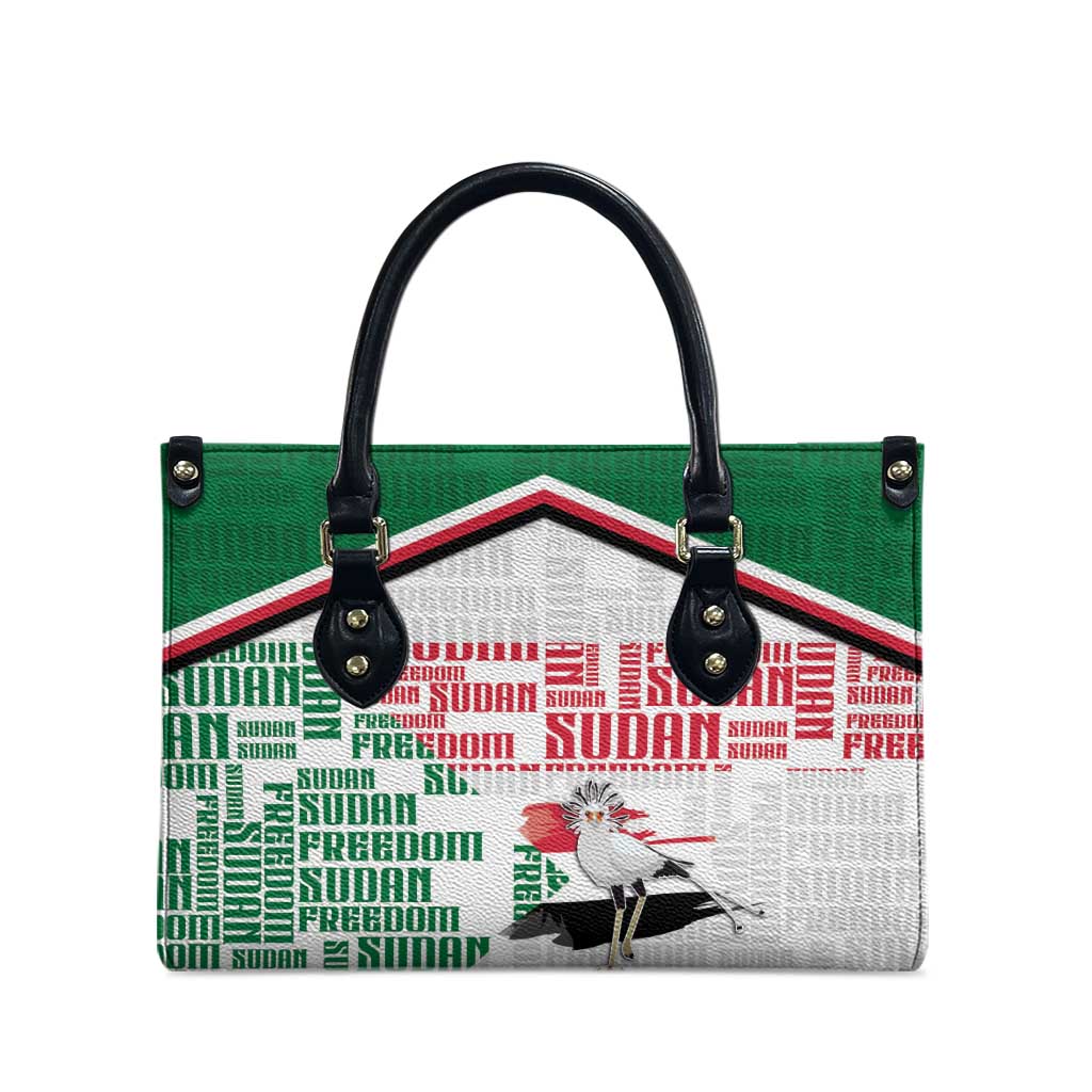 Sudan Leather Bag Secretary Bird With Typography Patterns - African Pride