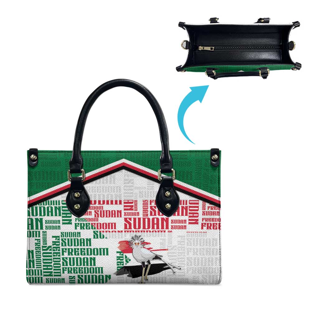Sudan Leather Bag Secretary Bird With Typography Patterns - African Pride