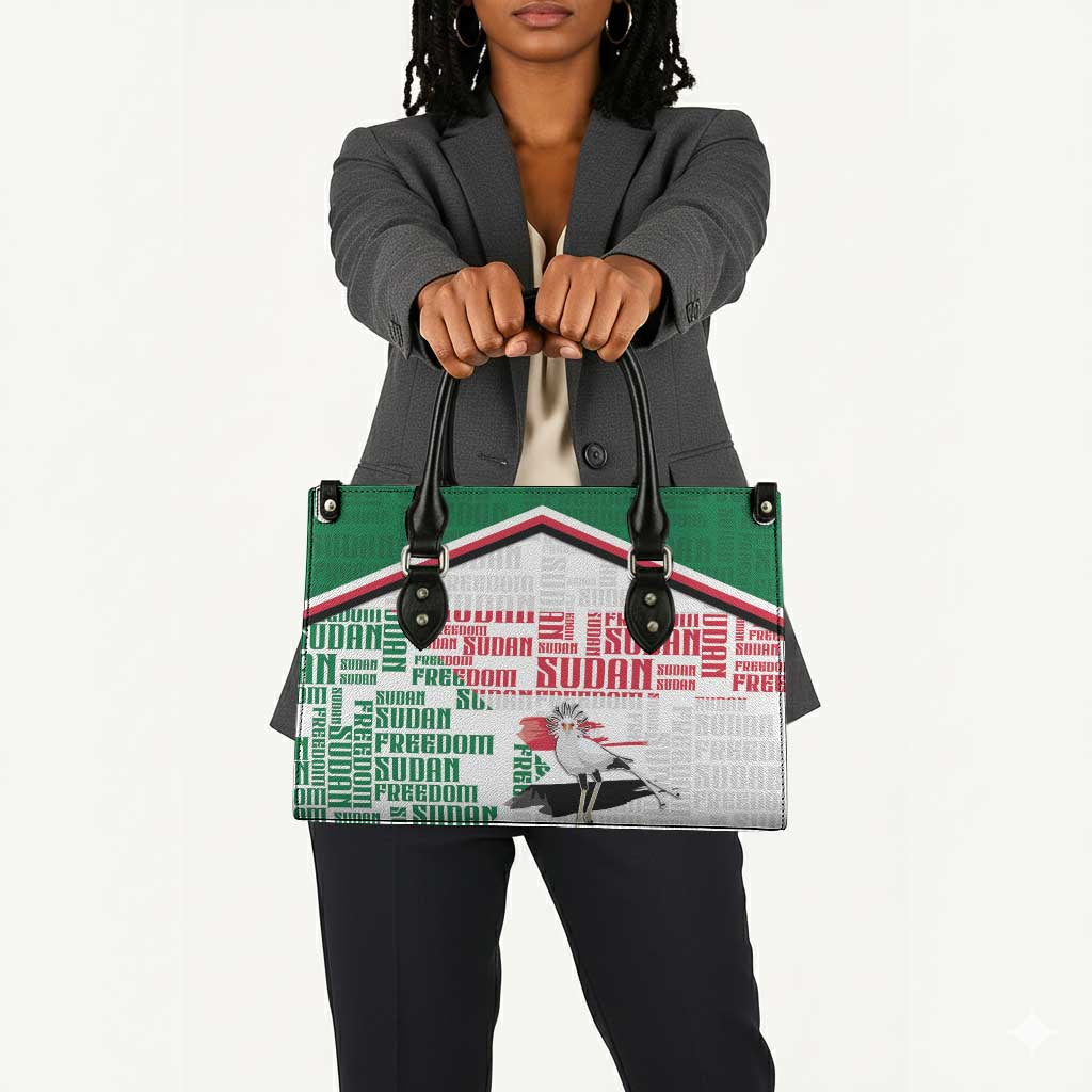 Sudan Leather Bag Secretary Bird With Typography Patterns - African Pride